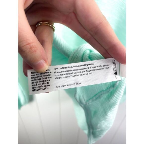 Eileen Fisher Organic Linen and Cotton Links Pullover Mint Green PM - Picture 7 of 8